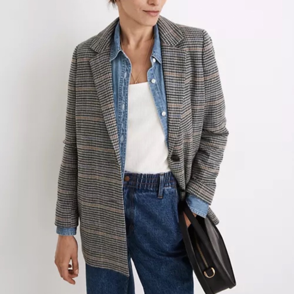 Madewell Brown Plaid Dorset Blazer
